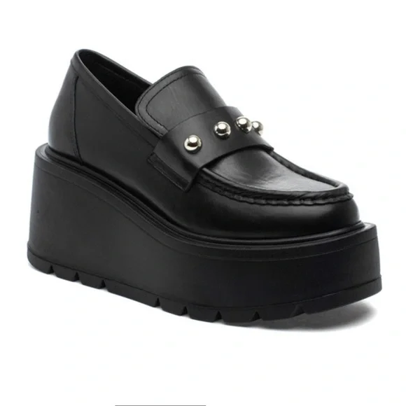 NWT J/SLIDES VICKY Black Leather Platform - Picture 2 of 16